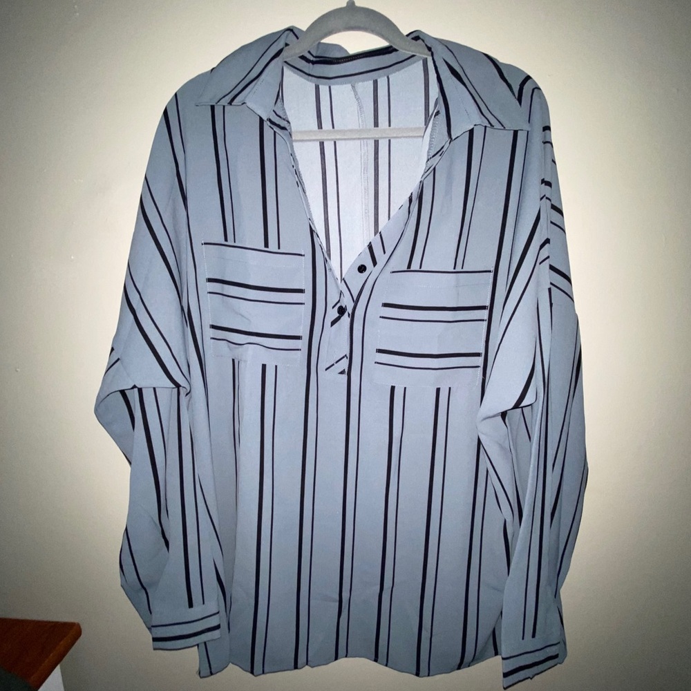 Blue and black stripped blouse